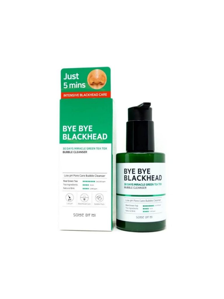 Some By Mi - Bye Bye Blackhead 30 Days Miracle Green Tea Tox Bubble Cleanser - Purifying Face Wash Foam med Green Tea Extract - 120ml