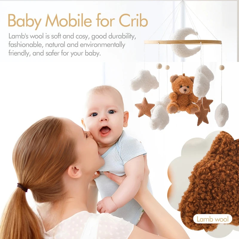 Sleepy Bear Wooden Crib Mobile