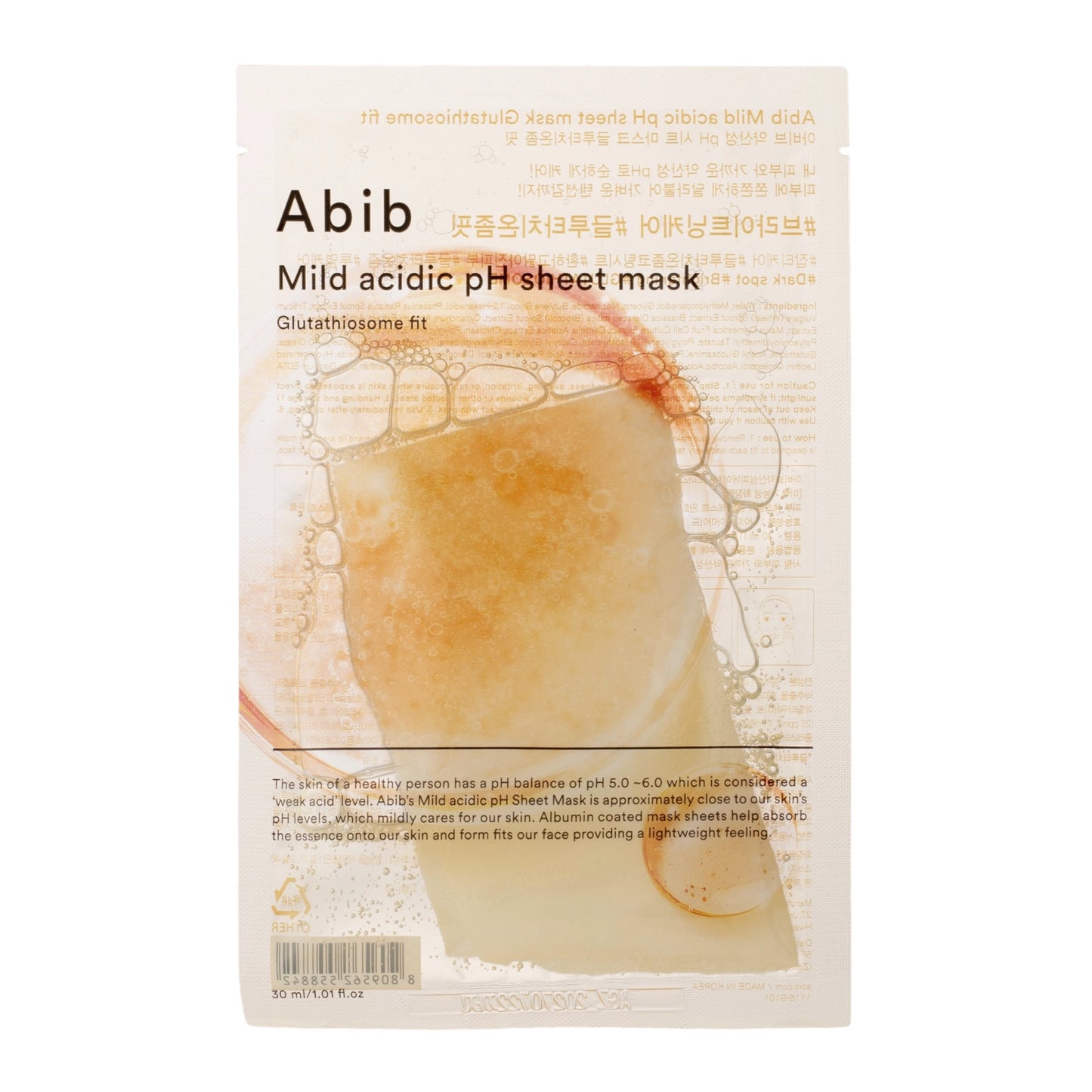 Mild Acidic Ph Sheet Mask Glutathiosome Fit 30ml